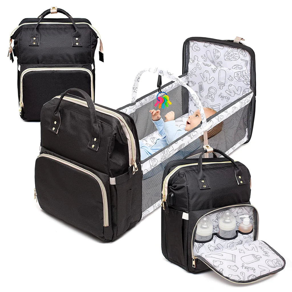 Convertible Baby Diaper Bag (with Travel Bed)