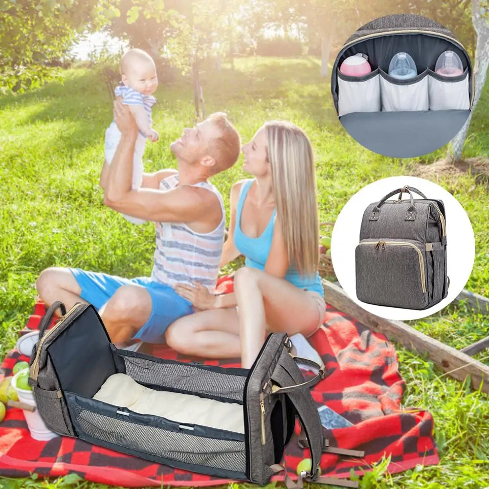 Convertible Baby Diaper Bag (with Travel Bed)